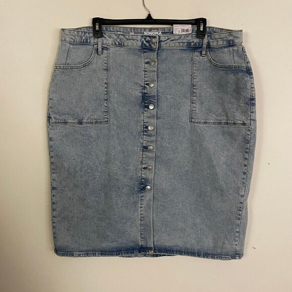 Sonoma Button Fly Midi Denim Jean Skirt 22W - Picture 6 of 11